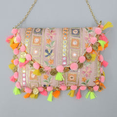 Colourful Thread Embroidered Sling Bag