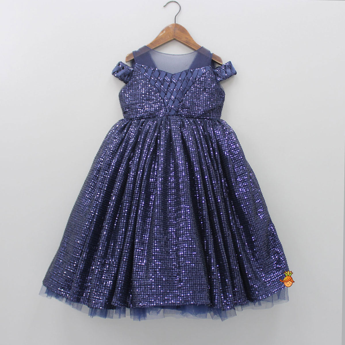 Pre Order: Sequined Navy Blue Elegant Gown