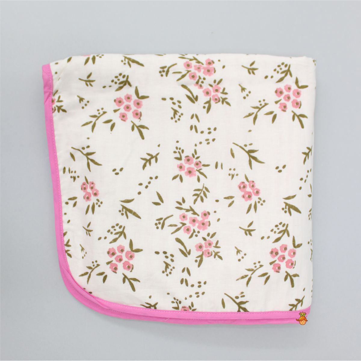 Wildflowers Printed Pink And Off White Blanket
