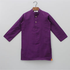 Pre Order: Purple Kurta With Pocket Detail Floral Printed Light Pink Jacket And Pyjama