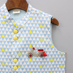 Pre Order: Triangle Printed Front Open Sky Blue Jacket