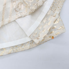 Organza Off White Frilly Top And Chanderi Embroidered Lehenga