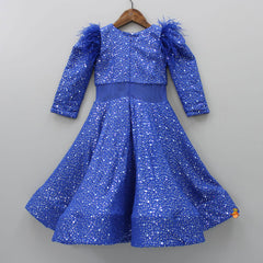 Pre Order: Stylish Abhla Work Royal Blue Gown