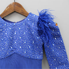 Pre Order: Stylish Abhla Work Royal Blue Gown