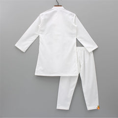Pre Order: Gota Lace Work White Pin Tuck Kurta And Pyjama