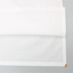 Pre Order: Ethnic White Kurta With Diagonal Striped Gota Lace Work Open Jacket And Pyjama