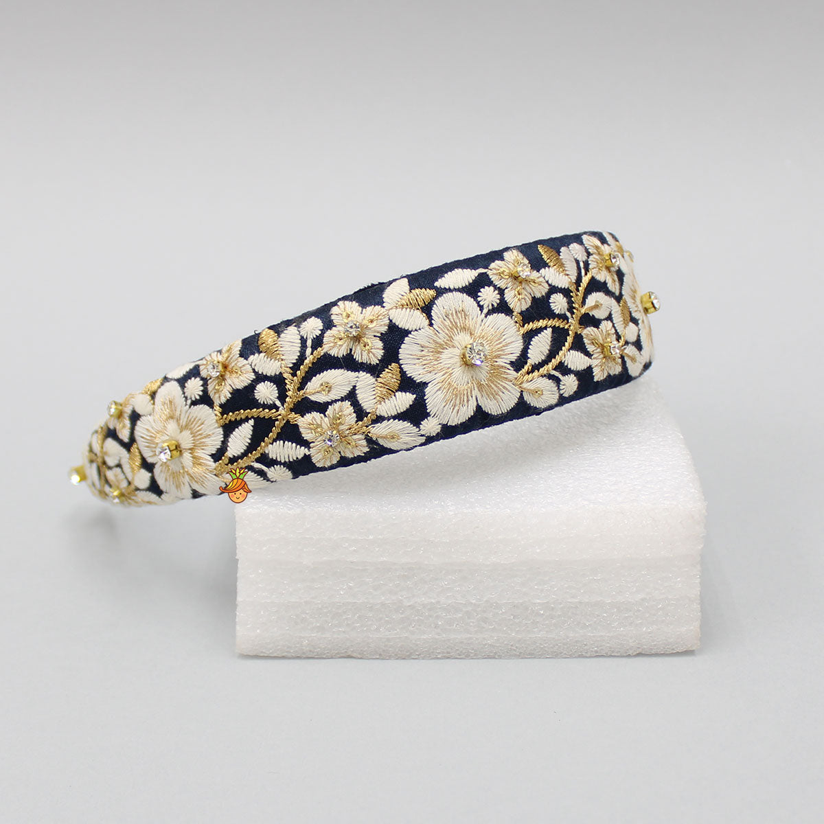Fancy Navy Blue Zari Embroidered Hair Band