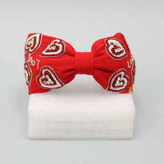 Heart And Love Embroidered Red Fancy Hair Band