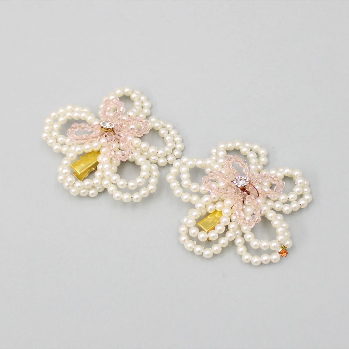 Handmade Pearly Flower Off White Hair Clip - Set Of 2