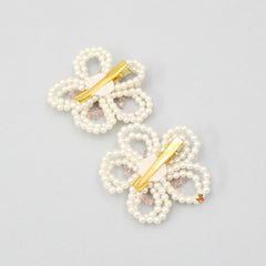 Handmade Pearly Flower Off White Hair Clip - Set Of 2