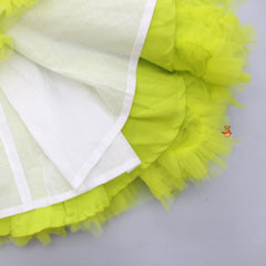 Pre Order: Pleated Yoke Lime Green Ruffled Bottom Gown