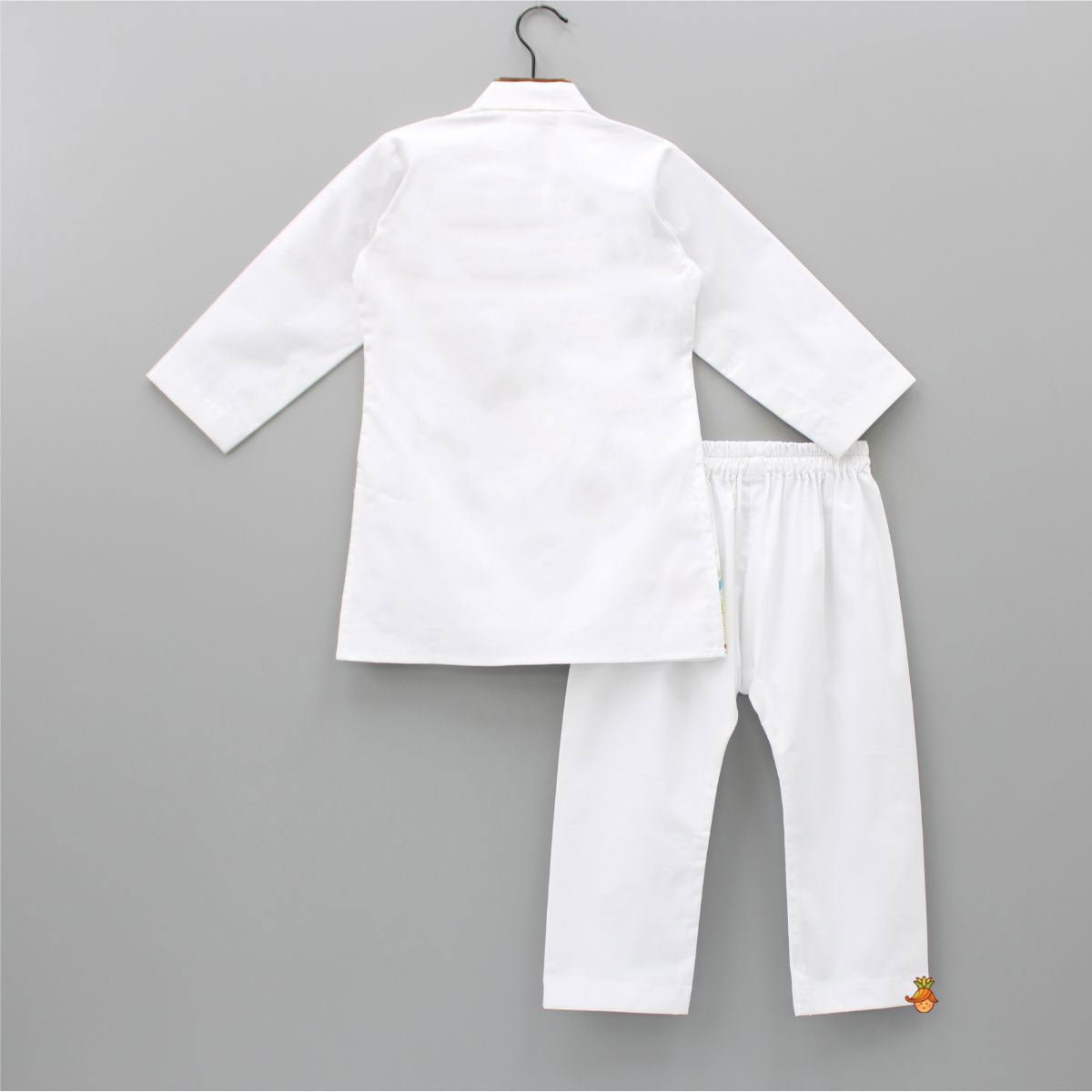 White kurta pajama discount with black button