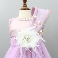 Pre Order: Shimmery Yoke Lavender Bowie High Low Trail Gown