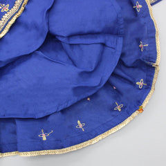 Stylish Sleeves Embroidered Blue Peplum Kurti And Fluorescent Pink Pleated Patiala