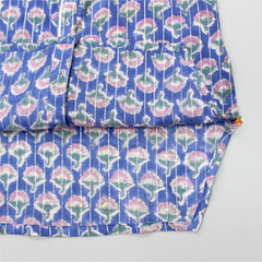 Pre Order: Stylish Cut Out Hem Blue Kurta And Side Pockets Detail White Pyjama