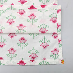 Pre Order: Adorable Floral Printed Mandarin Collar White Kurta And Dhoti