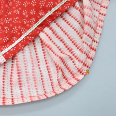 Pre Order: Side Pleated Gota Lace Tassels Detail Red Kurti