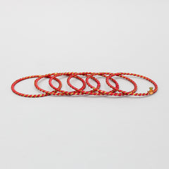 Silk Thread Detailing Red Iron Bangles - Set Of 12