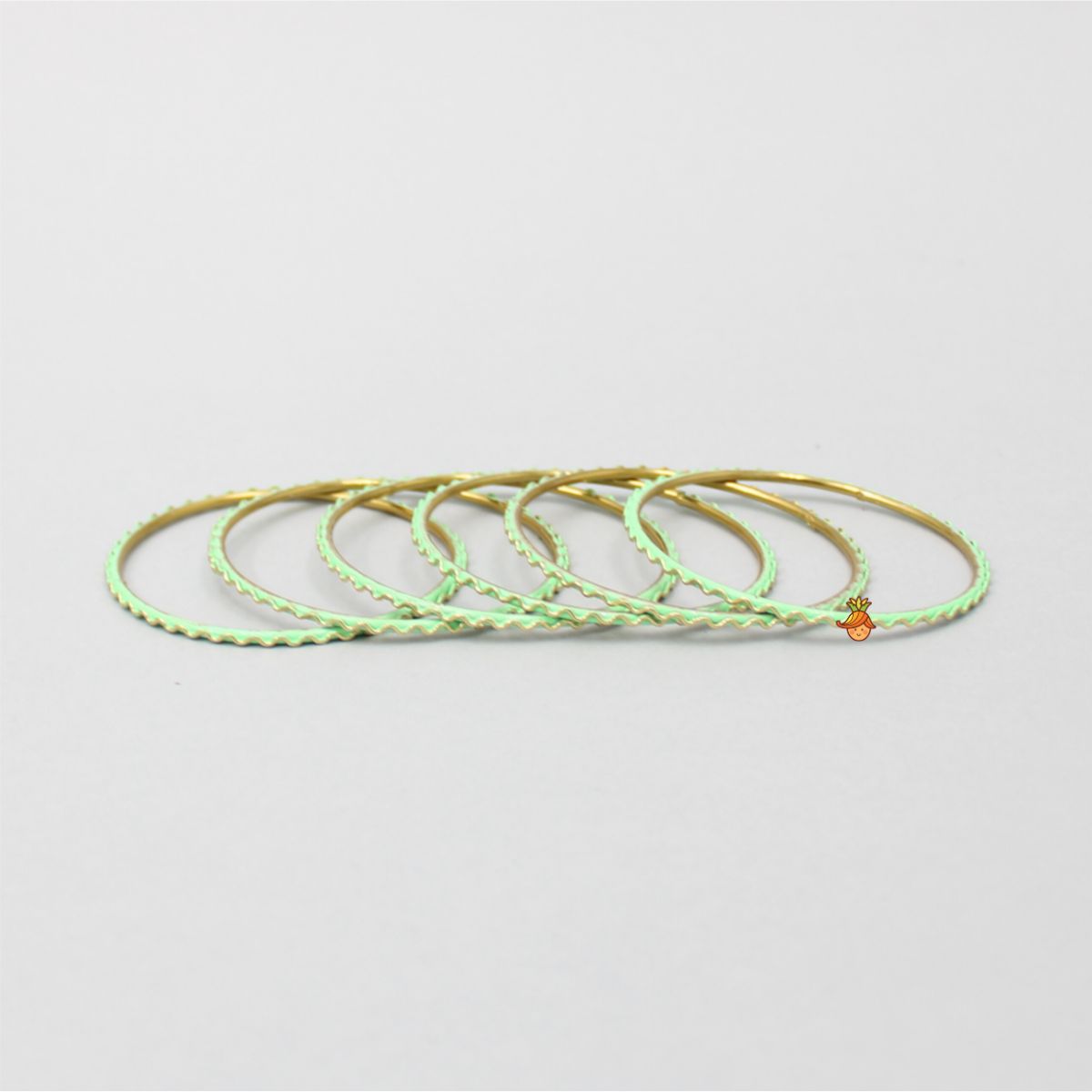 Wave Design Green Bangles - Set Of 12