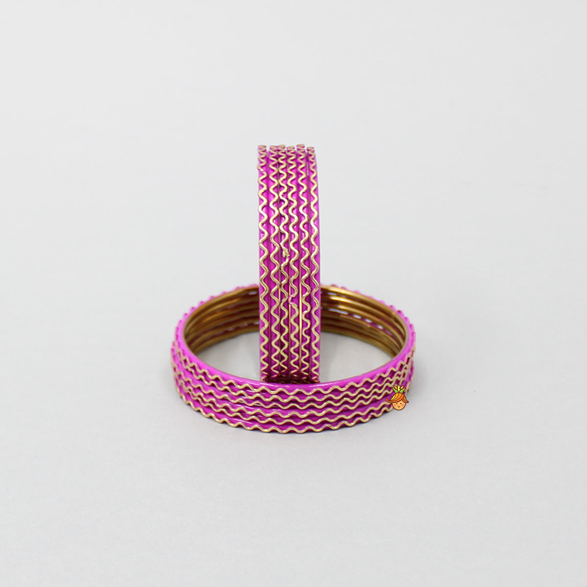 Wave Design Pink Bangles - Set Of 12