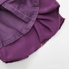 Hand Made Fabric Flower Adorned Purple Dress