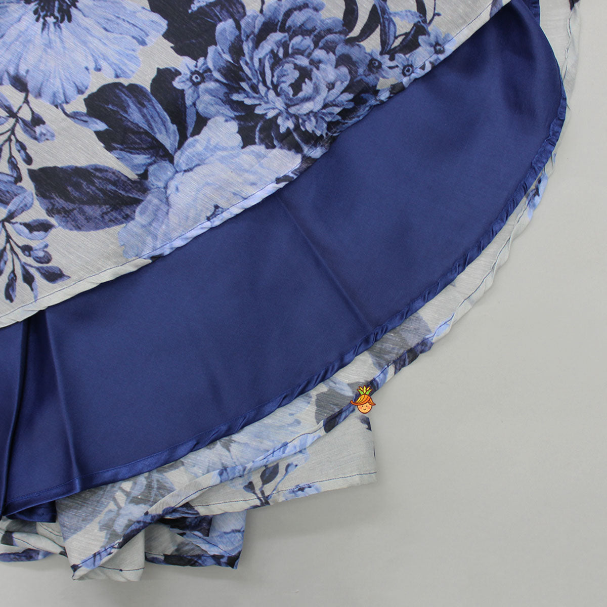 Sequins Detailed Floral Printed Blue Kurti