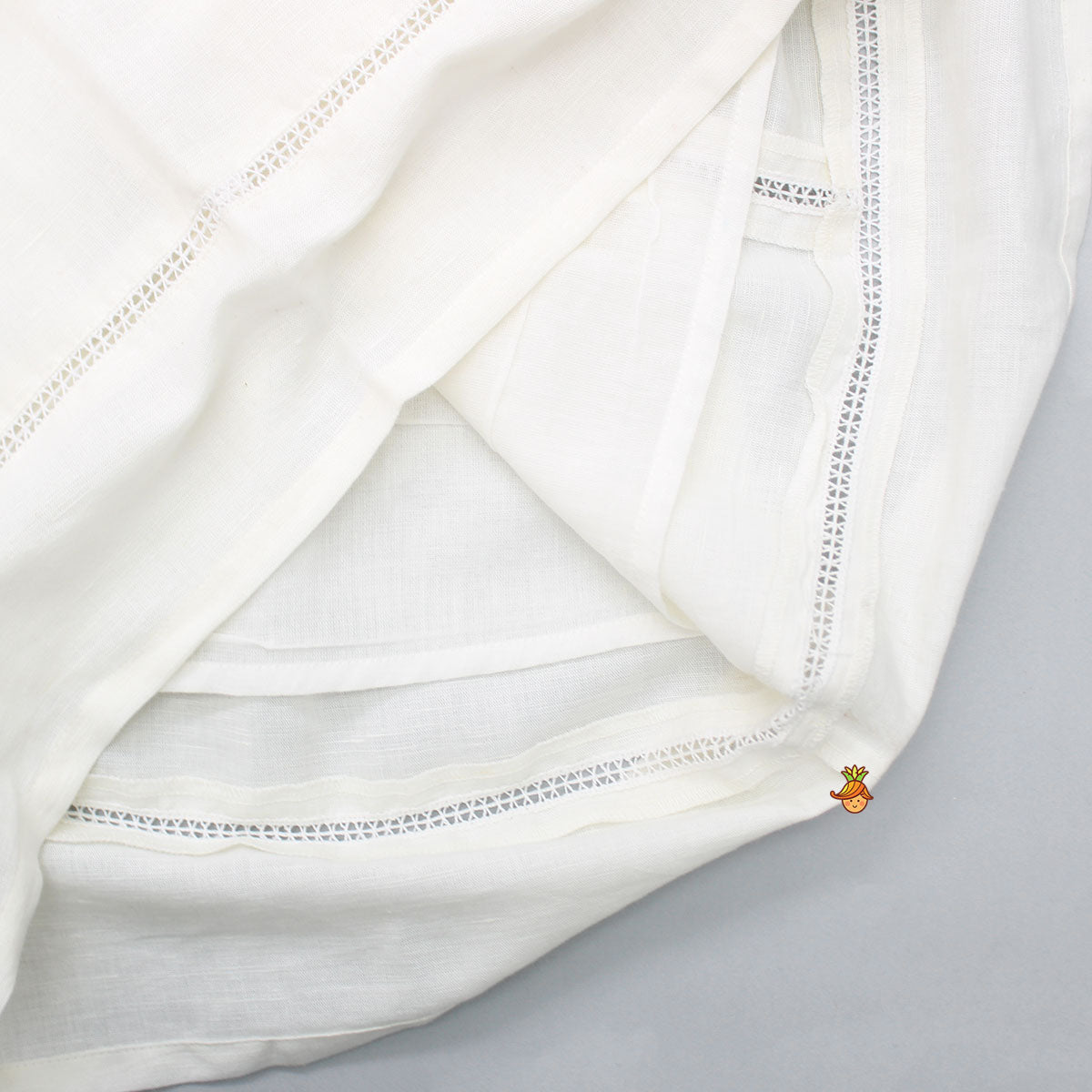 Pin Tuck Detail Off White Cotton Linen Dress