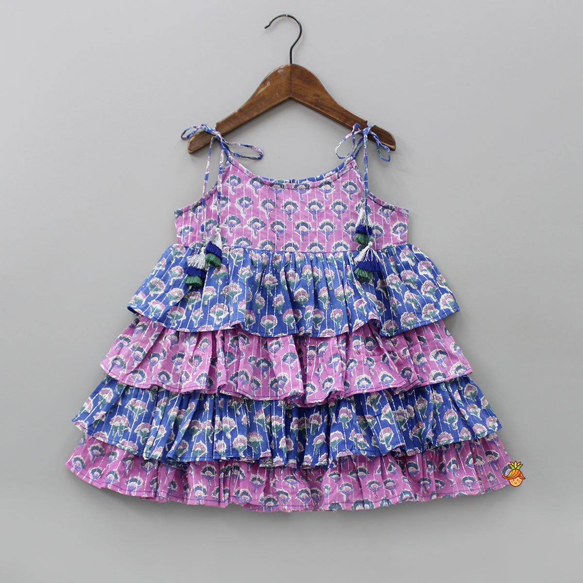 Pre Order: Layered Tie Up Straps Multicolour Dress | Little Muffet