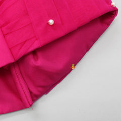 Elegant One Shoulder Pink Drape Top With Zig-Zag Print Lehenga