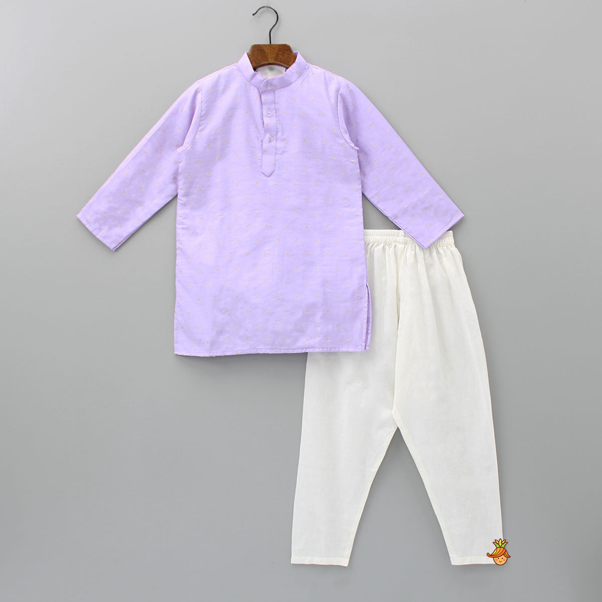 Booti Embroidered Kurta With Asymmetric Hem Jacket And Pyjama