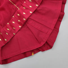 Pre Order: Potli Buttons Detail And Embroidered Yoke Red Anarkali With Off White Net Dupatta