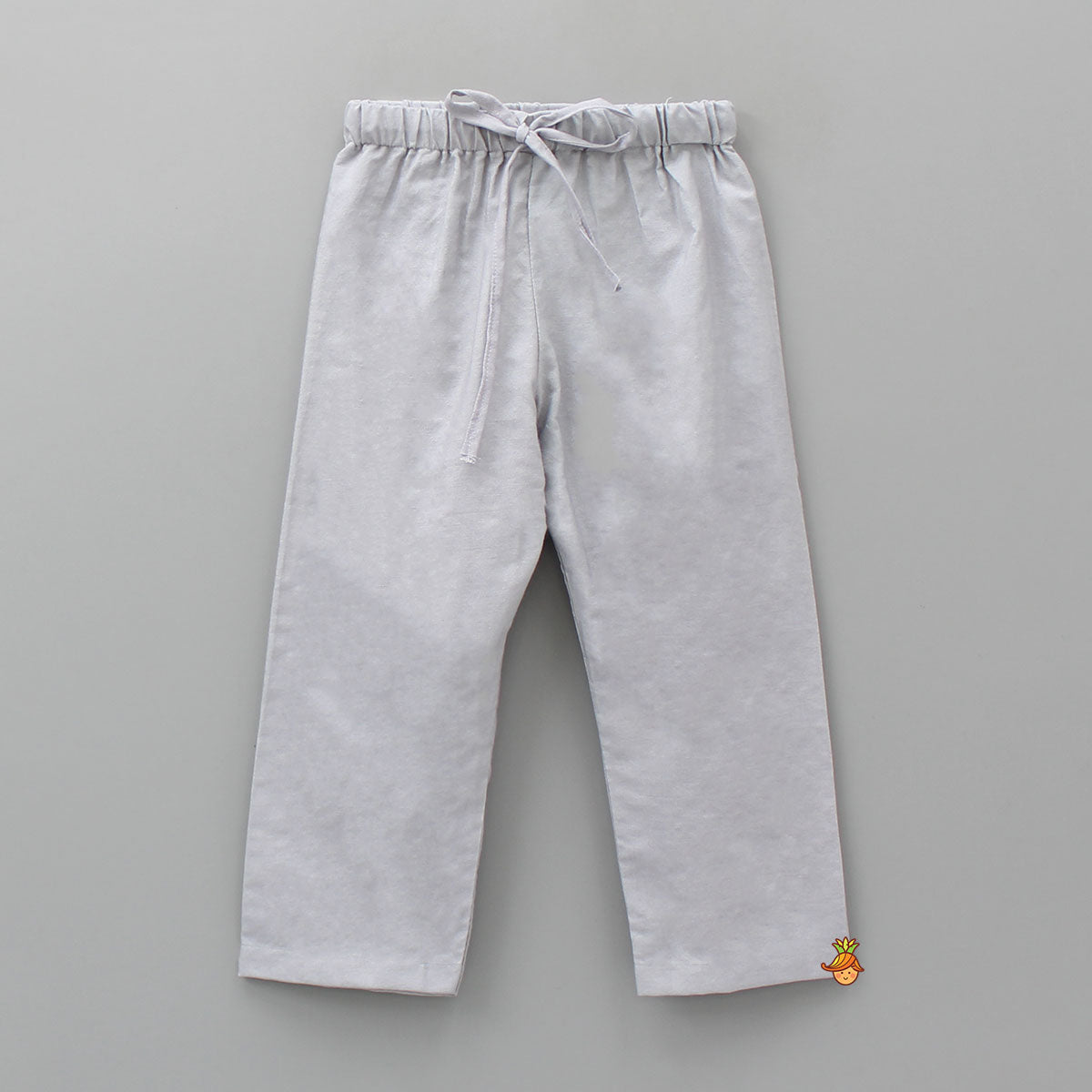 Grey Mandarin Collar Printed Kurta And Pyjama