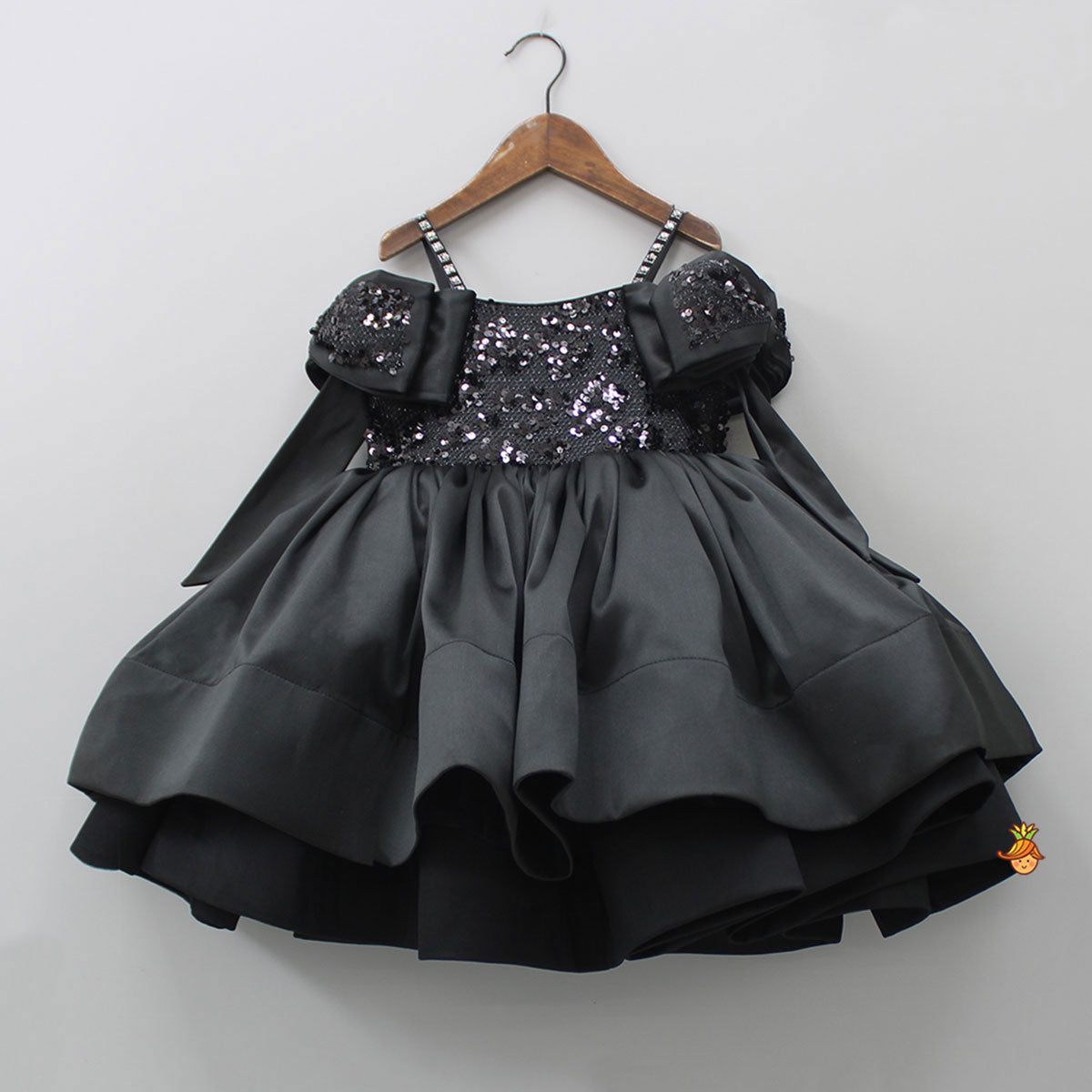Pre Order: Beautiful Sequined Black Off Shoulder Dress