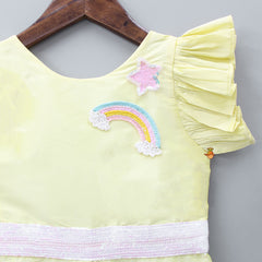 Pre Order: Tiny Colourful Rainbow Embroidered Yellow Jumpsuit