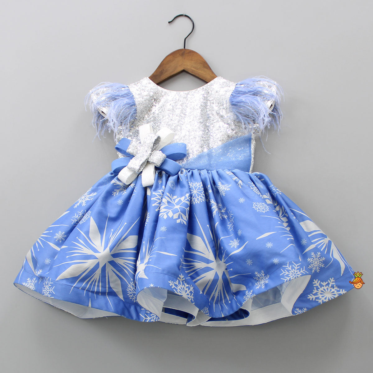 Pre Order: Sequined Printed Blue Fancy Dress