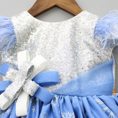Pre Order: Sequined Printed Blue Fancy Dress