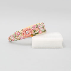 Intricate Multicolour Floral And Leaf Embroidered Hair Band