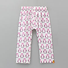 Penguin Printed Pink And White Sleepwear
