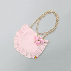 Pre Order: Ruffle Layered Floral Pink Top And Box Pleated Palazzo With Sling Bag