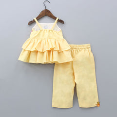 Pre Order: Layered Strappy Yellow Top And Dual Pocket Pant