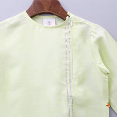 Pre Order: Green Side Zipper Kurta And Pyjama