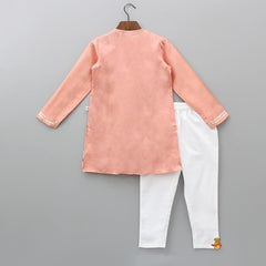 Pre Order: Peach Side Zipper Kurta And Pyjama