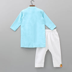 Pre Order: Faux Mirror Work Elegant Blue Kurta And Pyjama