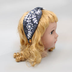 Hand Embroidered Grey Knot Hair Band