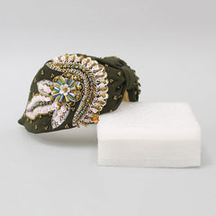 Intricate Green Embroidered Knot Detail Hair Band