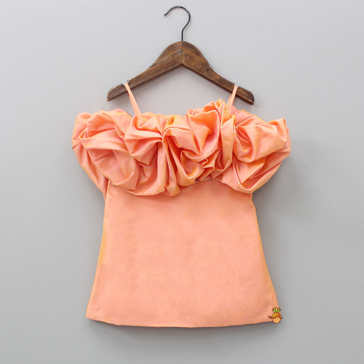 Pre Order: Ruffles Enhanced Peach Spaghetti Strap Dress