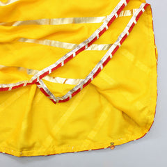 Angrakha Yellow Kurta And Red Dhoti With Mukut And Flute