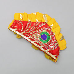 Angrakha Yellow Kurta And Red Dhoti With Mukut And Flute