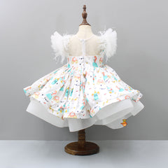 Pre Order: Little Princess Printed White Dress