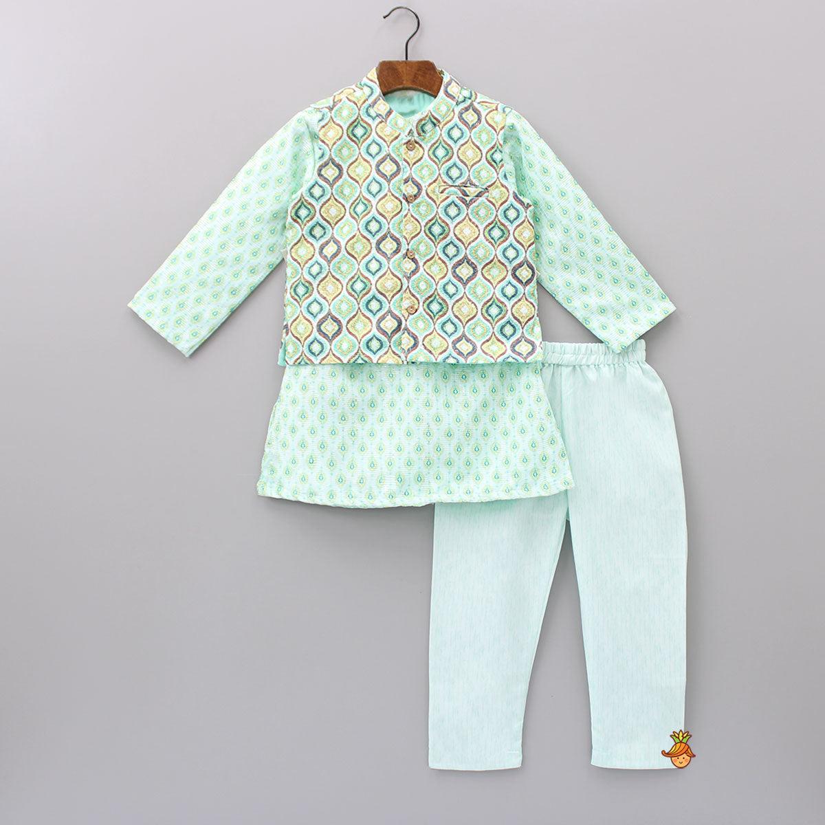 Elegant Sequins Detailed Kurta And Jacket With Pyjama